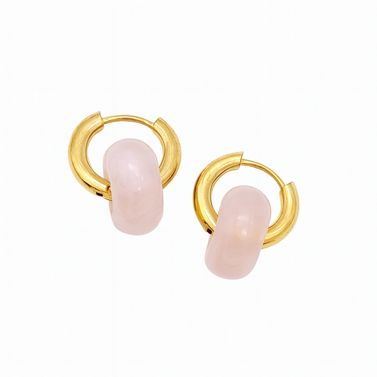 PINK QUARTZ HOOPS