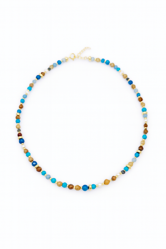 THE BLUE STONE & PEARL NECKLACE