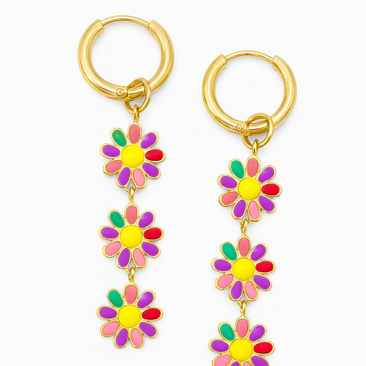 RAINBOW DAISY DROP EARRINGS