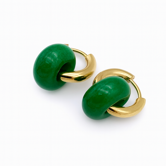 GREEN JADE HOOPS