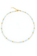 LIGHT BLUE STONE & PEARL NECKLACE