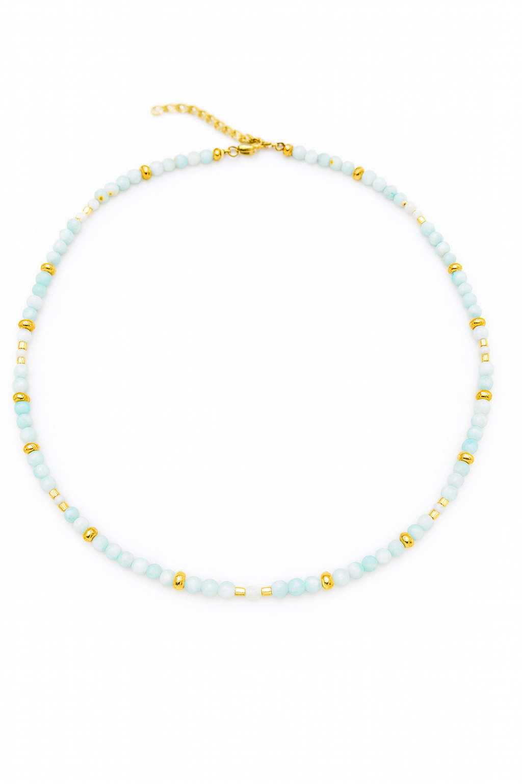 LIGHT BLUE STONE & PEARL NECKLACE