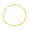 LIGHT ORANGE STONE & PEARL NECKLACE