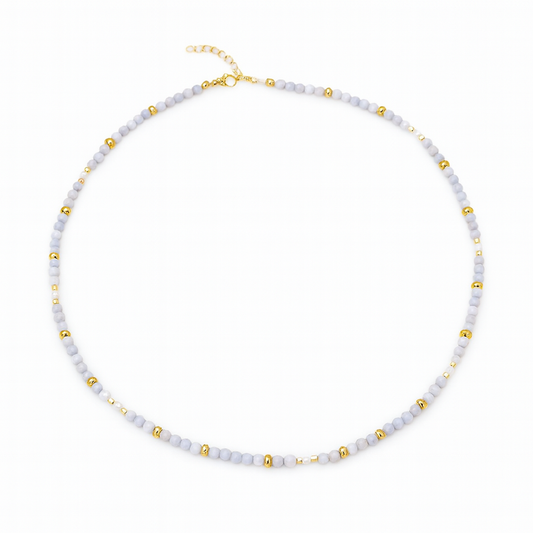 THE LIGHT PURPLE STONE & PEARL NECKLACE