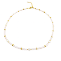 LIGHT ROSE STONE & PEARL NECKLACE
