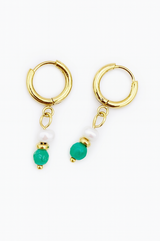 GREEN PEARL DROP EARRINGS