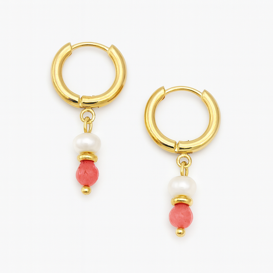 PINK PEARL DROP EARRINGS