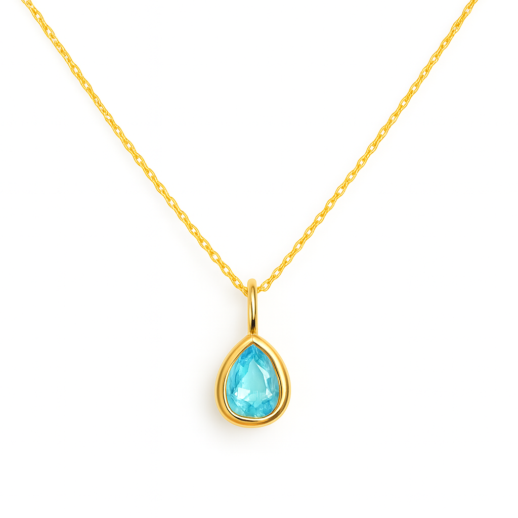 🌸 BIRTHSTONE NECKLACE MARCH – AQUAMARINE BLUE