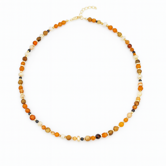 THE ORANGE STONE & PEARL NECKLACE