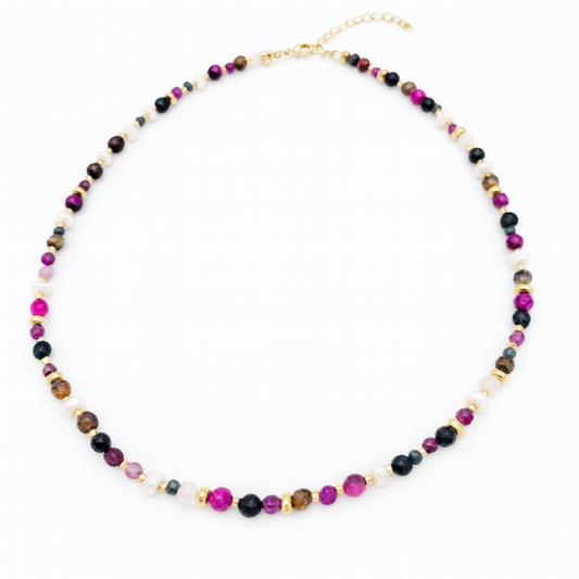 THE PURPLE STONE & PEARL NECKLACE