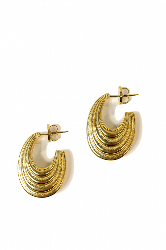 RIPPLED GOLD HOOPS