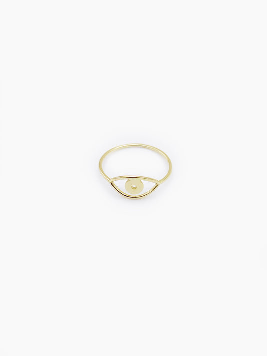 SIMPLE EYE RING SILVER GOLD PLATED