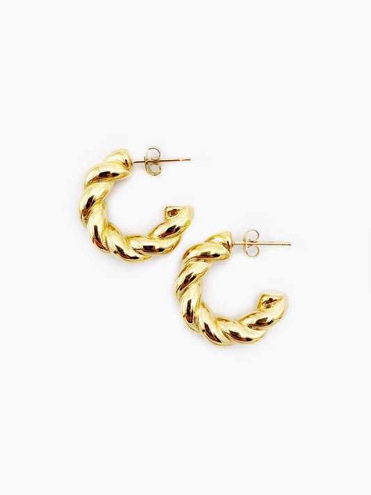 CURLY EARRINGS STEEL GOLD PLATED