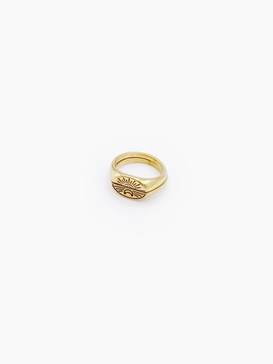 SUN AND MOON RING STEEL GOLDPLATED