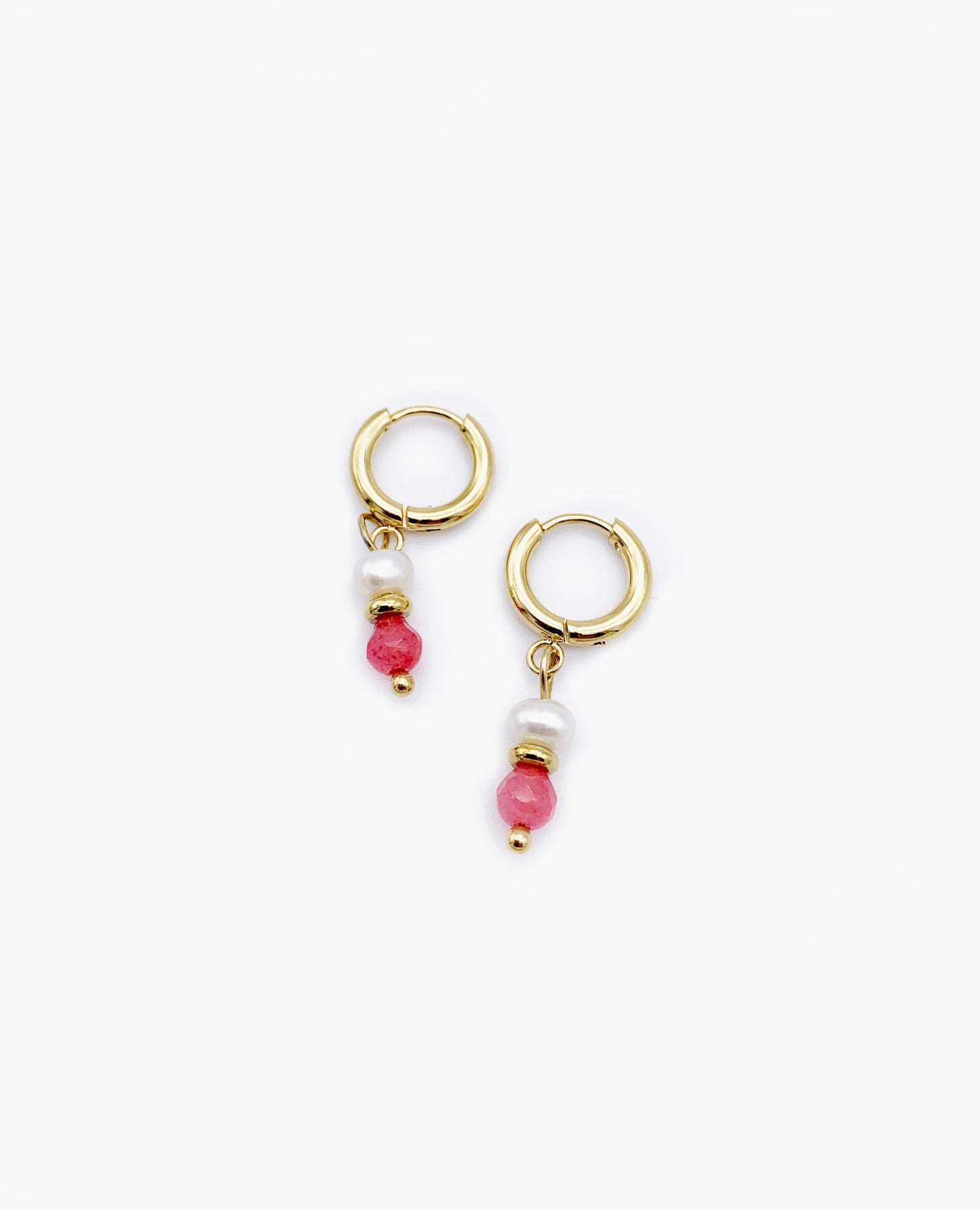 PINK STONES AND PEARLS EARRINGS
