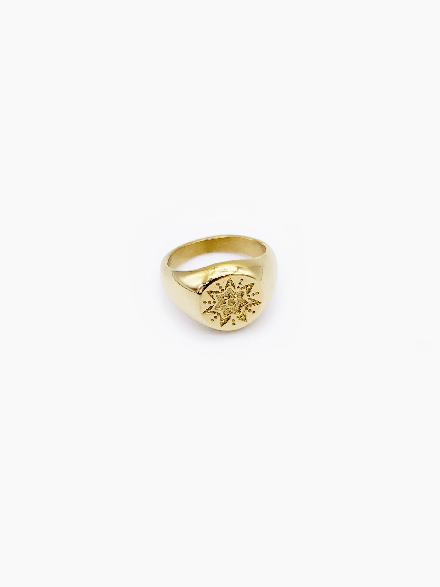 STAR RING STEEL GOLDPLATED