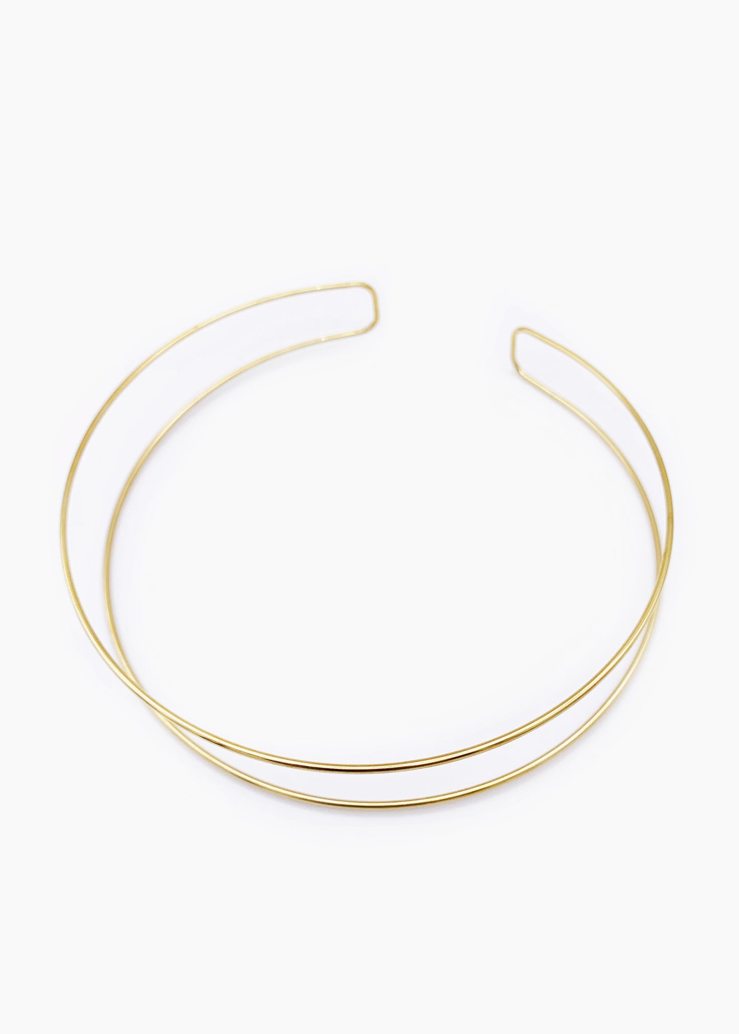 DOBLE RIGID CHOKER NECKLACE STEEL GOLD PLATED